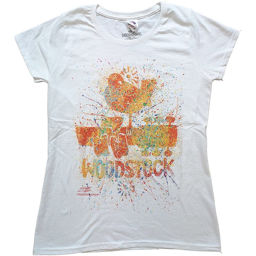 Woodstock - Splatter Tshirt Femme - Blanc